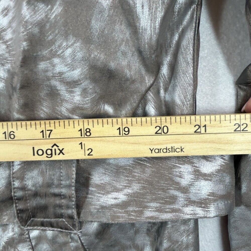 Via Spiga Coat Womens Sz L Silver Cheetah Leopard Animal Print Raincoat Trench - Picture 13 of 16